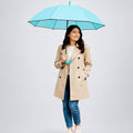 Pastel Blue Solid Black border Umbrella for Adults