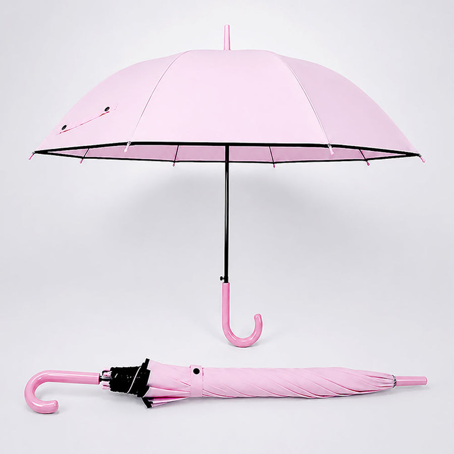 Pastel Pink Solid Black border Umbrella for Adults