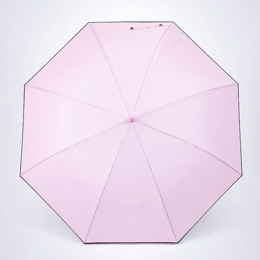 Pastel Pink Solid Black border Umbrella for Adults
