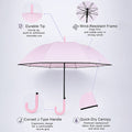Pastel Pink Solid Black border Umbrella for Adults