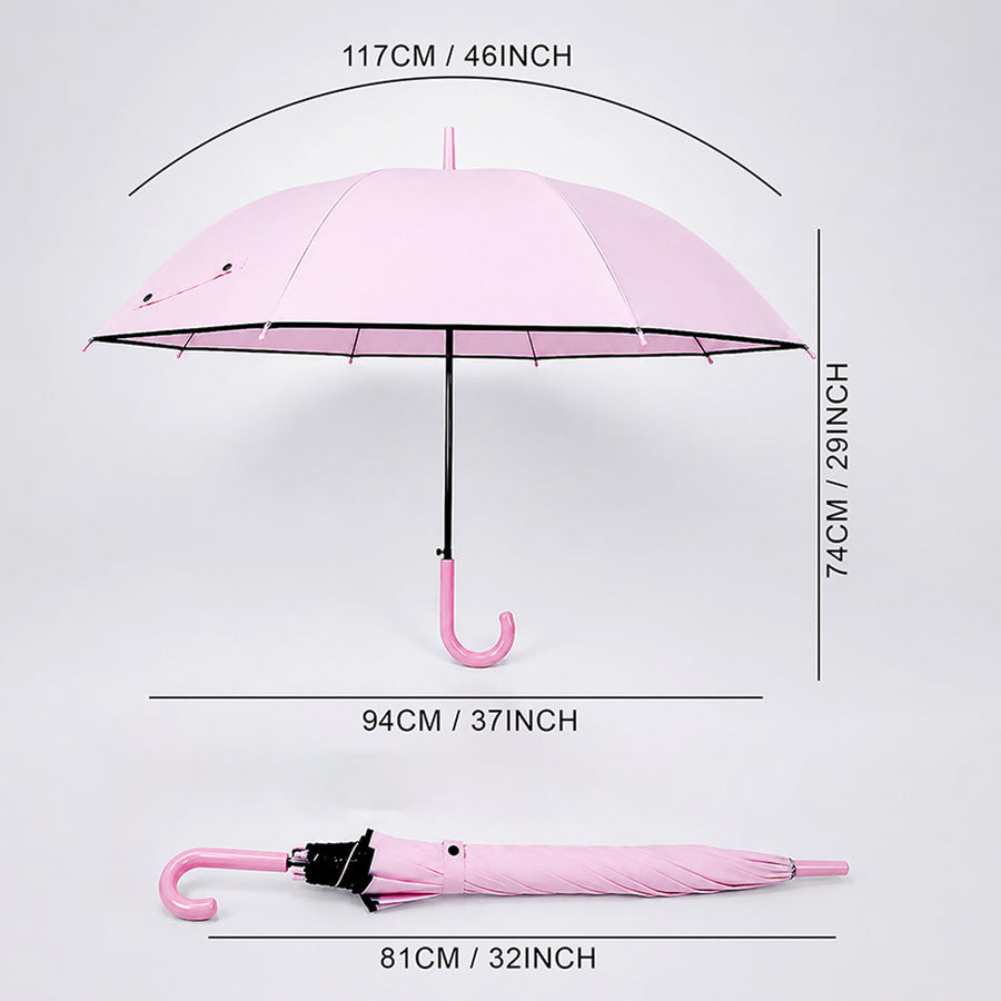 Pastel Pink Solid Black border Umbrella for Adults