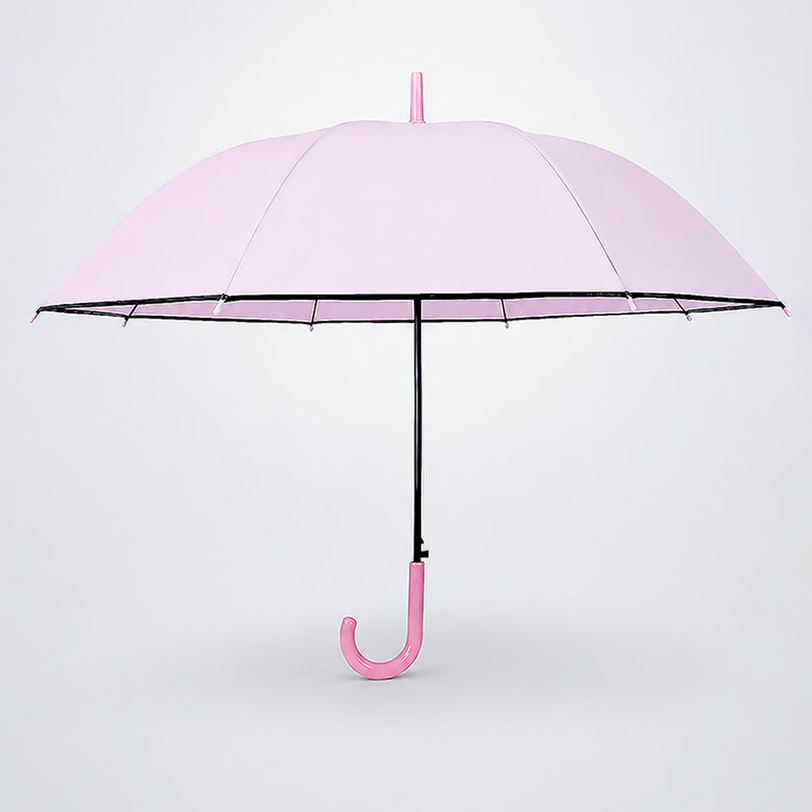 Pastel Pink Solid Black border Umbrella for Adults