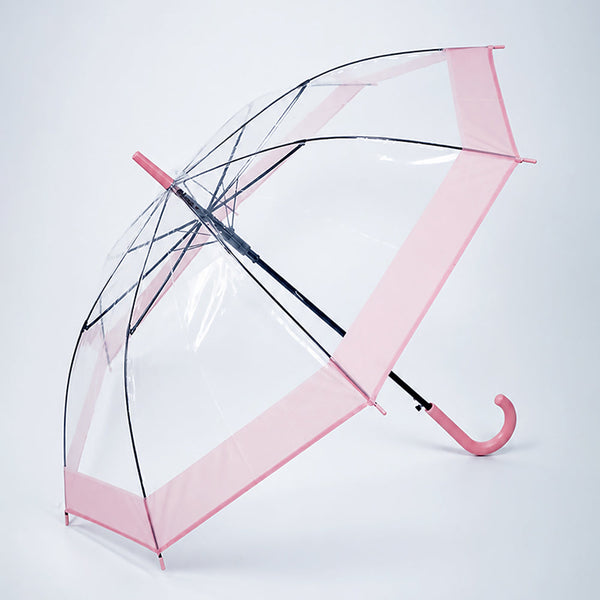 Peach Big Border Transparent Umbrella for Teens & Adults