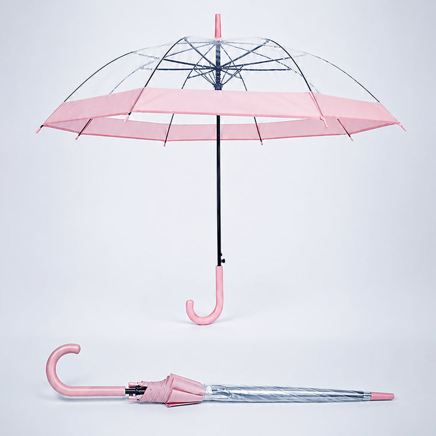 Peach Big Border Transparent Umbrella for Teens & Adults