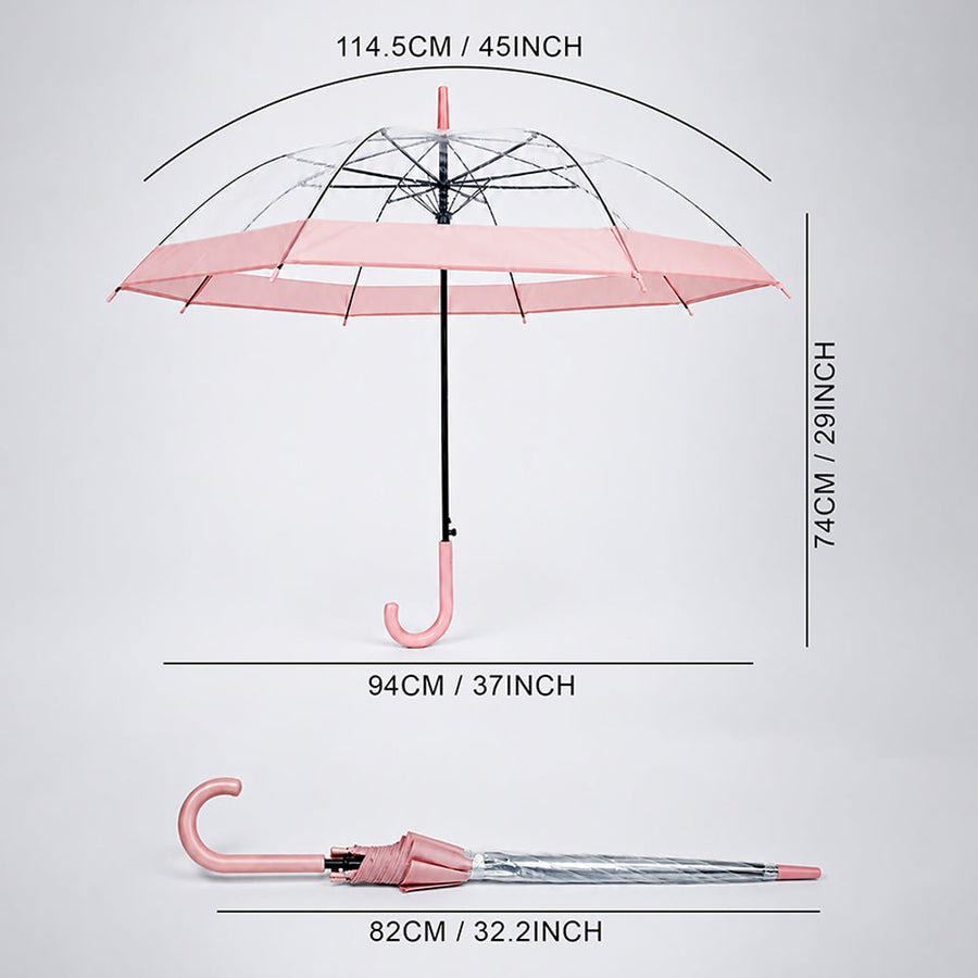 Peach Big Border Transparent Umbrella for Teens & Adults