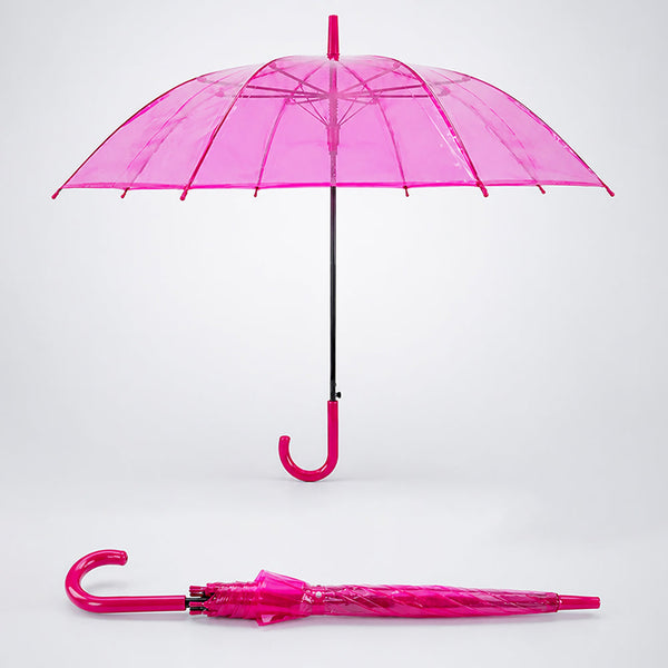 Hot Pink Jelly Transparent Umbrella for Teens & Adults