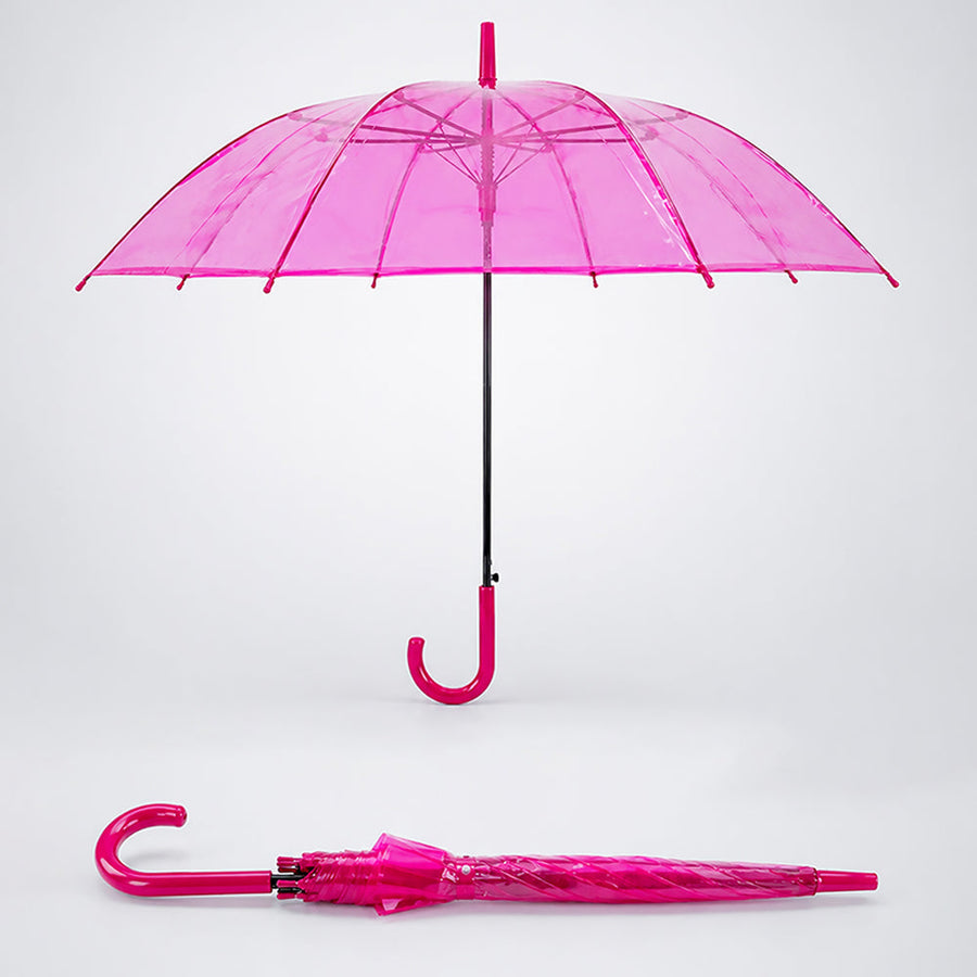Hot Pink Jelly Transparent Umbrella for Teens & Adults