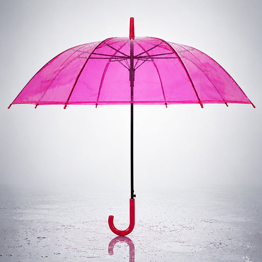 Hot Pink Jelly Transparent Umbrella for Teens & Adults