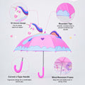 3D Face Pink Unicorn Umbrella for Kids-3-8Y