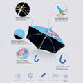 Wheel style Princess Girl Printed UPF 50+ Kids-Umbrella-5-10Y