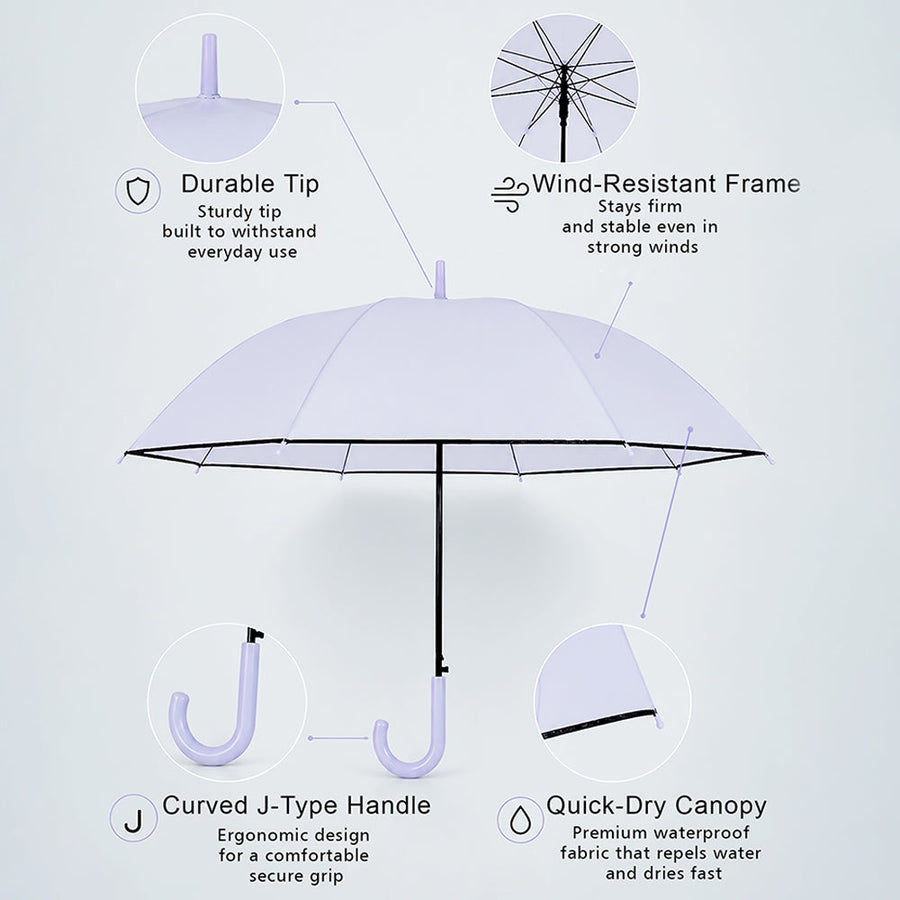 Purple Solid Black border Umbrella for Adults