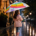 Wheel style Rainbow Duck Printed UPF 50+ Kids-Umbrella-5-10Y