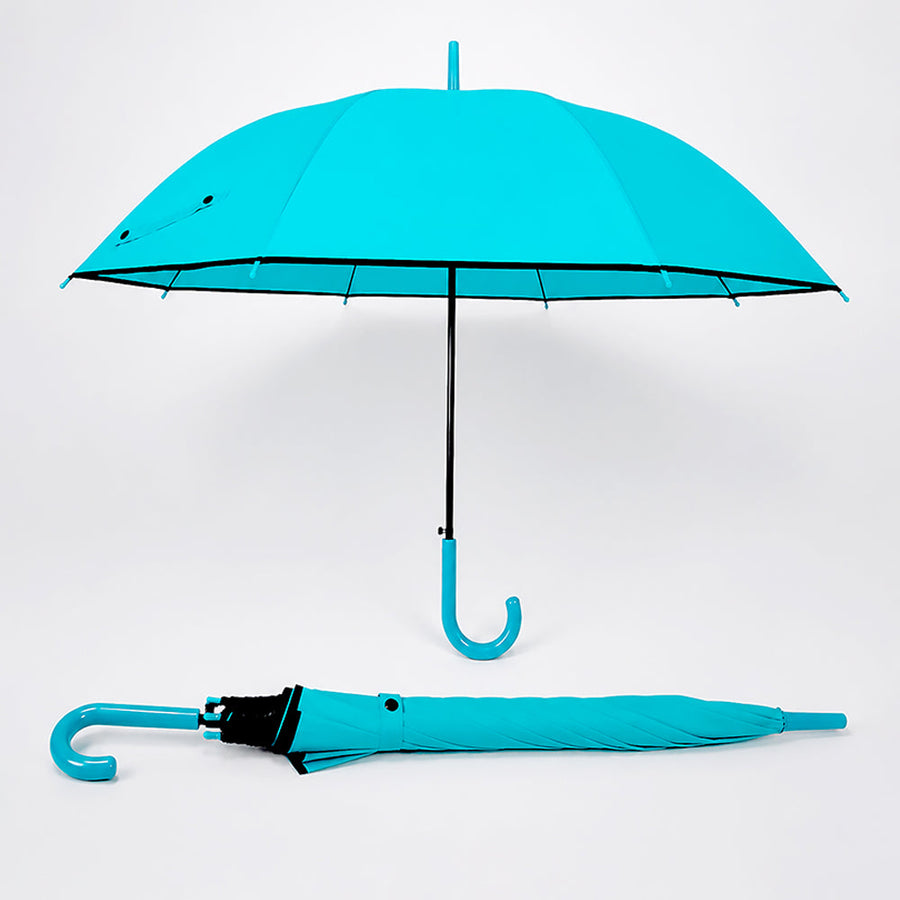 Teal Solid Black border Umbrella for Adults & Teens