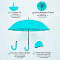 Teal Solid Black border Umbrella for Adults & Teens