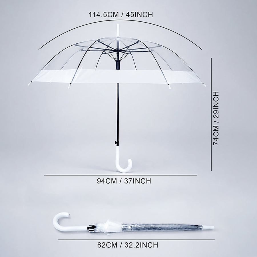 White Big Border Transparent Umbrella for Teens & Adults