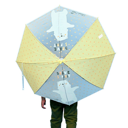 Little Surprise Box, Yellow Translucent Brave Spirit Kelly Jo Teddy print, Rain and All-season Umbrella for Kids & Adults.