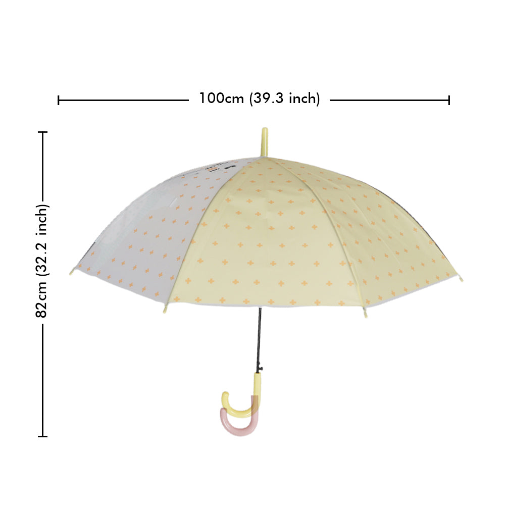 Little Surprise Box, Yellow Translucent Brave Spirit Kelly Jo Teddy print, Rain and All-season Umbrella for Kids & Adults.