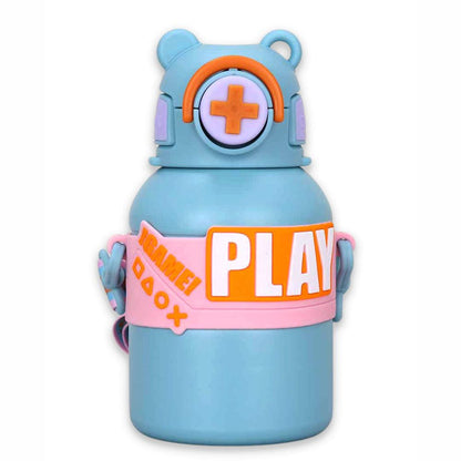 Little Surprise Box, Blue Game Theme Stainless Steel Kids Water Bottle, 550ml