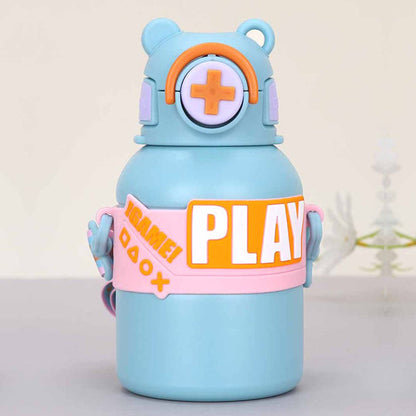 Little Surprise Box, Blue Game Theme Stainless Steel Kids Water Bottle, 550ml