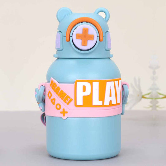 Little Surprise Box, Blue Game Theme Stainless Steel Kids Water Bottle, 550ml