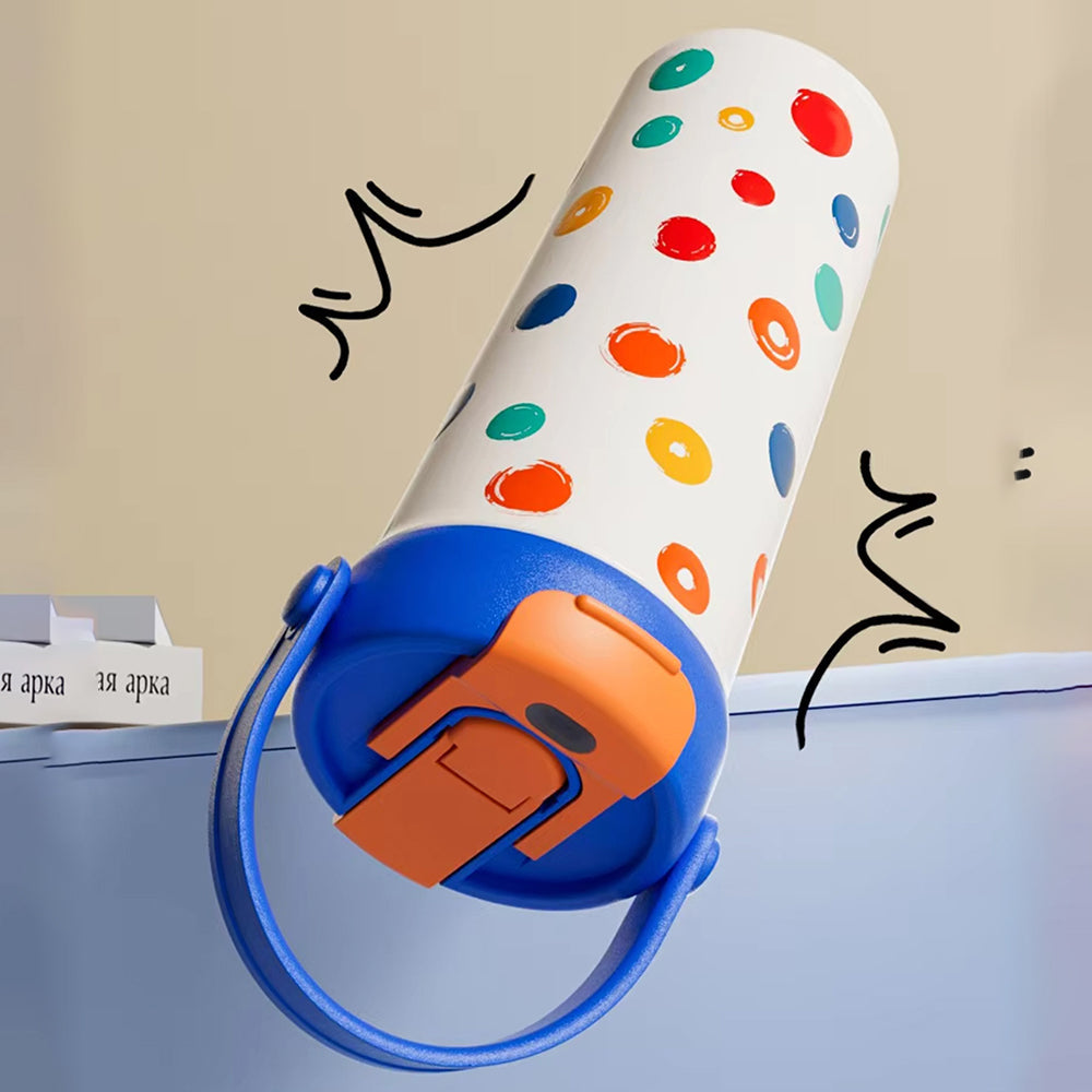 Blue & Multi polka, soft silicone handle series, Stainless Steel Tumbler and Water Bottle for kids, Teens and Adults, 650ml