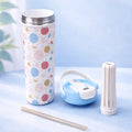 Light Blue & orange sprinkles soft silicone handle series, Stainless Steel Tumbler and Water Bottle for kids, Teens and Adults, 650 ml