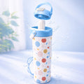 Light Blue & orange sprinkles soft silicone handle series, Stainless Steel Tumbler and Water Bottle for kids, Teens and Adults, 650 ml