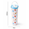 Light Blue & orange sprinkles soft silicone handle series, Stainless Steel Tumbler and Water Bottle for kids, Teens and Adults, 650 ml