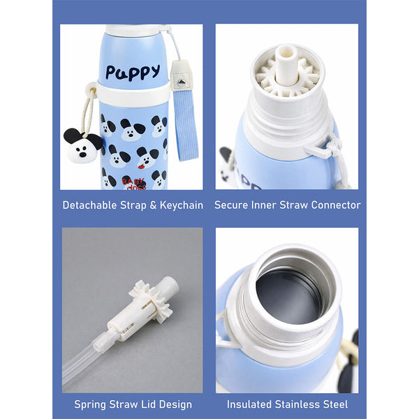 Blue Puppy Stripes Cap Series,  Stainless Steel Kids Water Bottle , 520ml