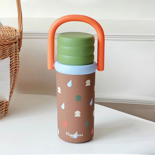 Brown 3Stripes Lid Series,  Stainless Steel Kids Water Bottle , 500ml