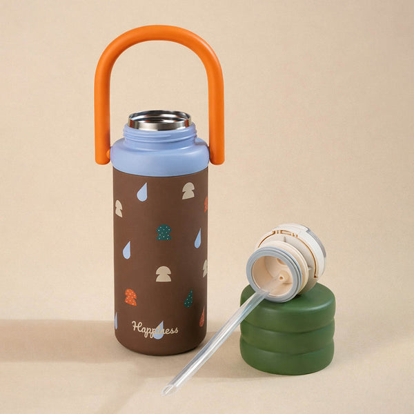 Brown 3Stripes Lid Series,  Stainless Steel Kids Water Bottle , 500ml