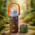 Brown 3Stripes Lid Series,  Stainless Steel Kids Water Bottle , 500ml