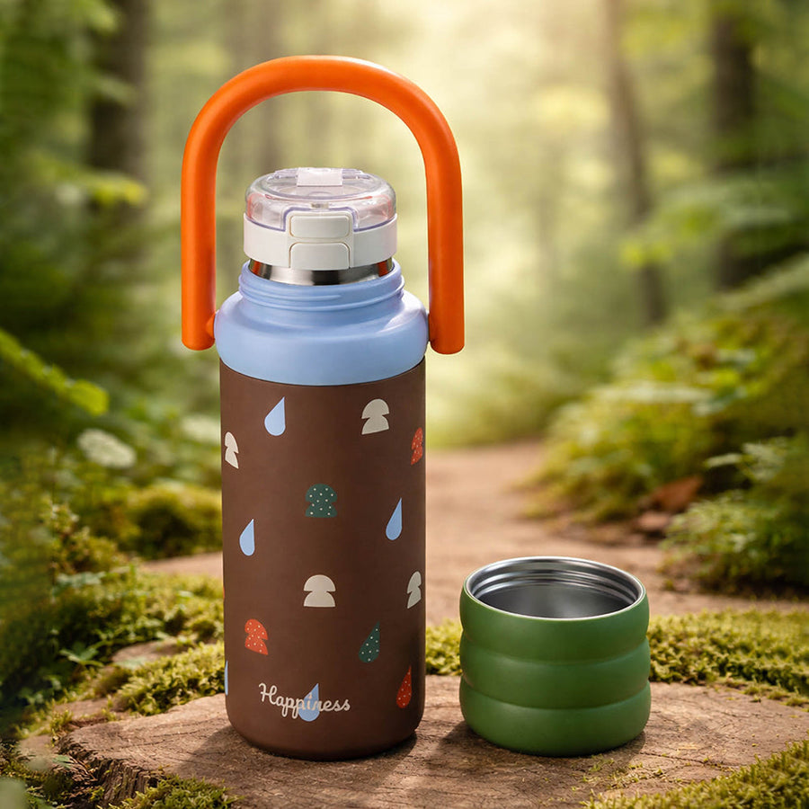 Brown 3Stripes Lid Series,  Stainless Steel Kids Water Bottle , 500ml