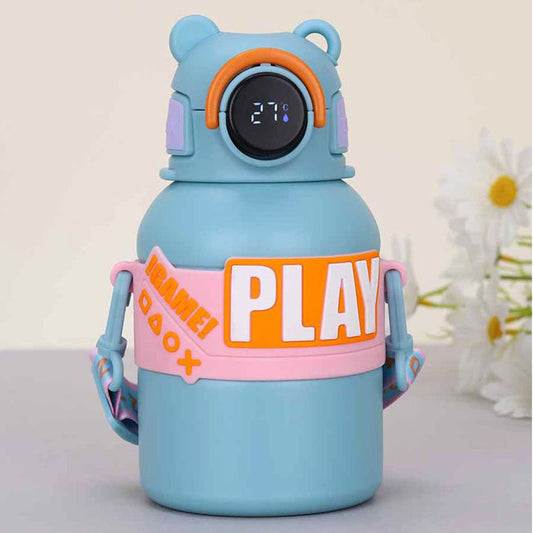 Little Surprise Box, Blue Game Theme tempertaure Controlled Stainless Steel Kids Water Bottle, 550 Ml