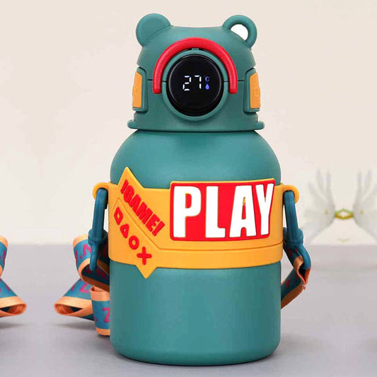 Little Surprise Box, Olive Game Theme tempertaure Controlled Stainless Steel Kids Water Bottle, 550 Ml