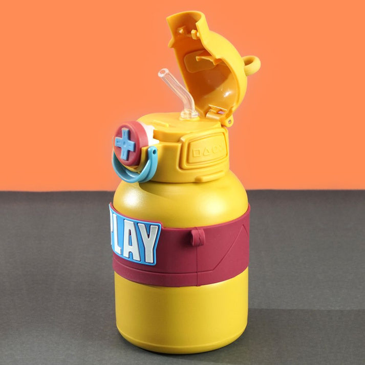 Little Surprise Box, Yellow Game Theme Stainless Steel Kids Water Bottle, 550 Ml