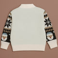Cream Santa & Reindeer Winter, Christmas Cardigan Sweater for Kids