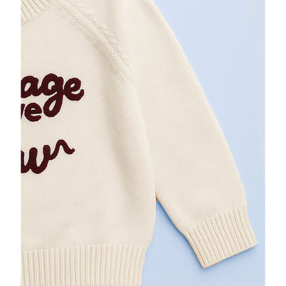 Cream Courage Above Fear Warmer Cardigan, Christmas Cardigan Winter Sweater for Kids