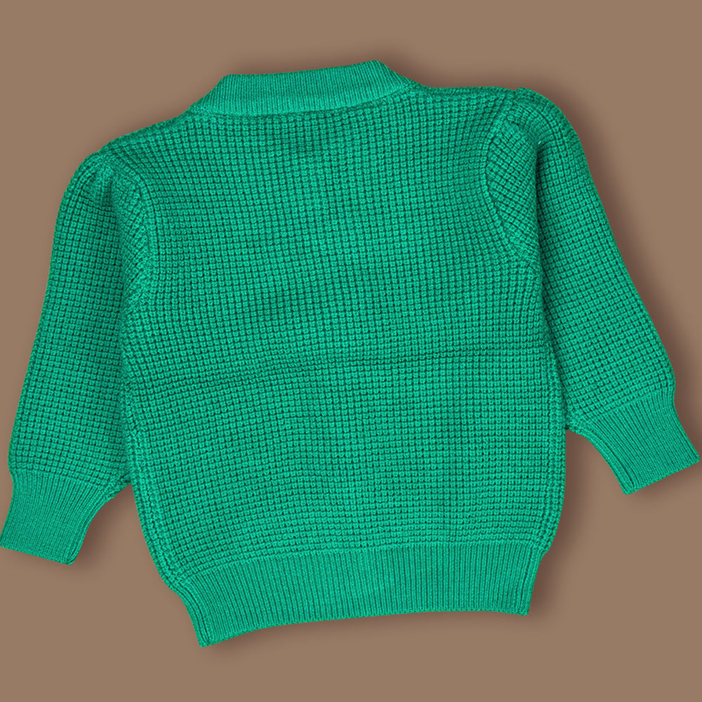 Green Knited Dual Bow kids Cardigan, Sweater for Winter & Christmas