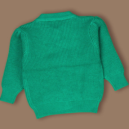 Green Knited Dual Bow kids Cardigan, Sweater for Winter & Christmas