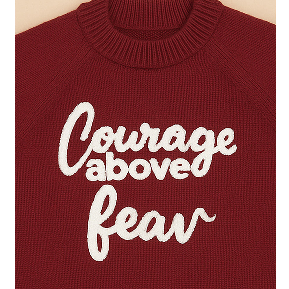 Maroon Courage Above Fear  Cardigan, Christmas Winter Sweater for Kids