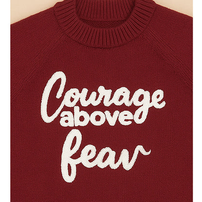 Maroon Courage Above Fear  Cardigan, Christmas Winter Sweater for Kids