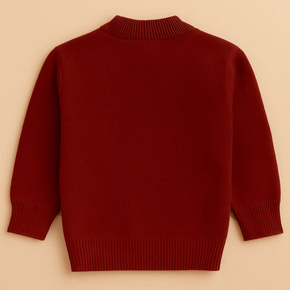 Maroon White Cardigan with Muffler, Christmas Winter Sweater for Kids