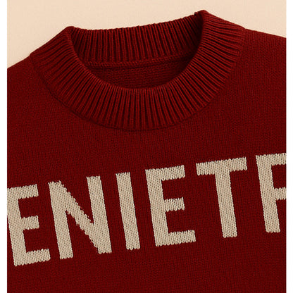 Maroon White Cardigan with Muffler, Christmas Winter Sweater for Kids