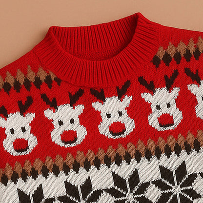 Red Santa & Reindeer Winter, Christmas Cardigan Sweater for Kids