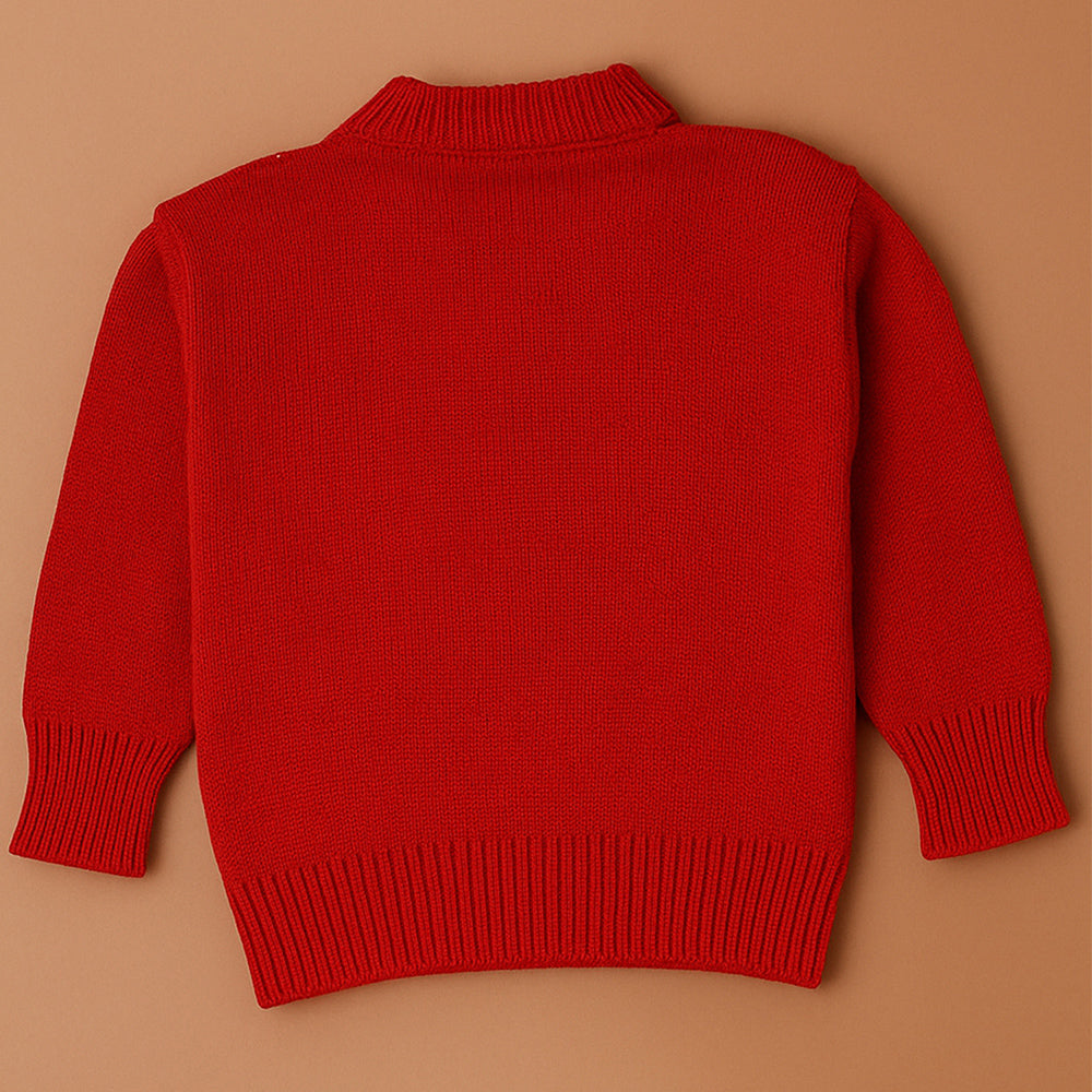 Red Christmas Stocking Snowman Knitted Winter Cardigan Sweater for Kids