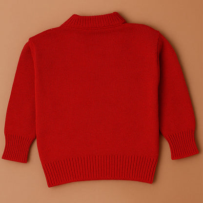 Red Christmas Stocking Snowman Knitted Winter Cardigan Sweater for Kids