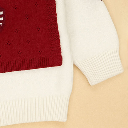 Red checks Heart Cardigan with Muffler, Christmas Winter Sweatshirt for Kids