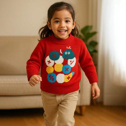 Red Maths Fun Kids Cardigan, Sweater for Christmas & Winter