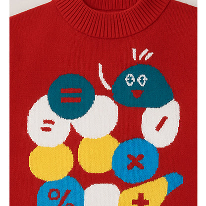 Red Maths Fun Kids Cardigan, Sweater for Christmas & Winter